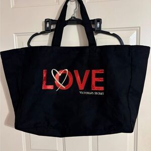 Victoria's Secret Black Tote with Red and Gold LOVE Design